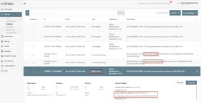Virsec attack detection dashboard